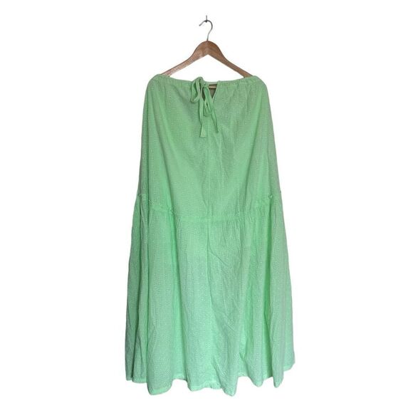 Free People 100% Cotton Eyelet Lace Tie Waist Maxi Skirt in Mint Size Small - Picture 1 of 12